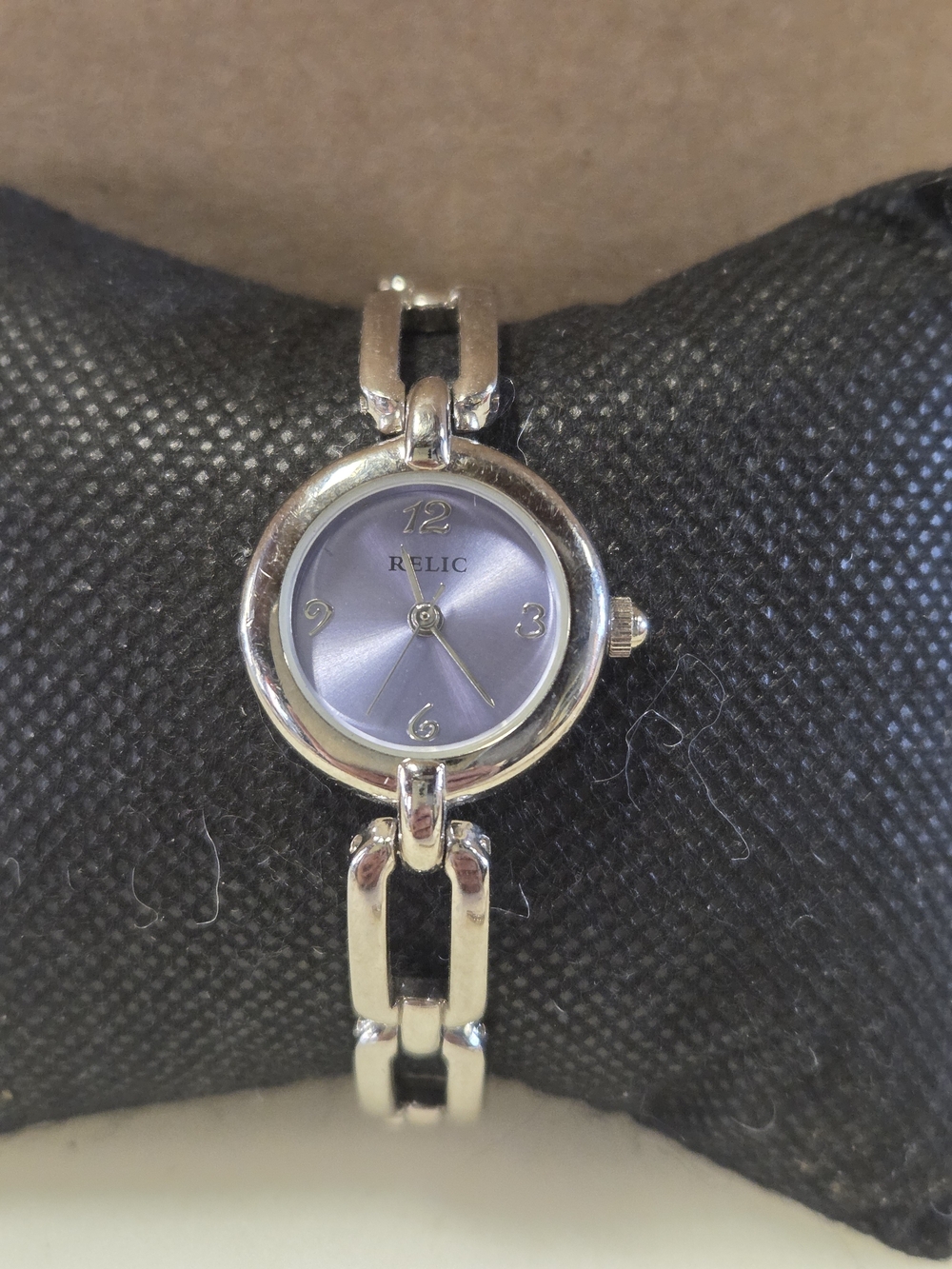 Relic Silver Bracelet Watch with Lavender Dial